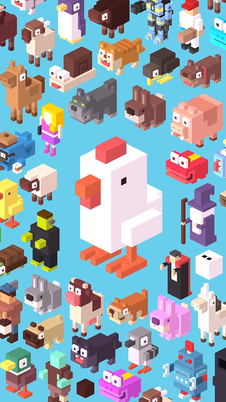 728x1294 HD wallpaper: Crossy Road, android games, game characters
