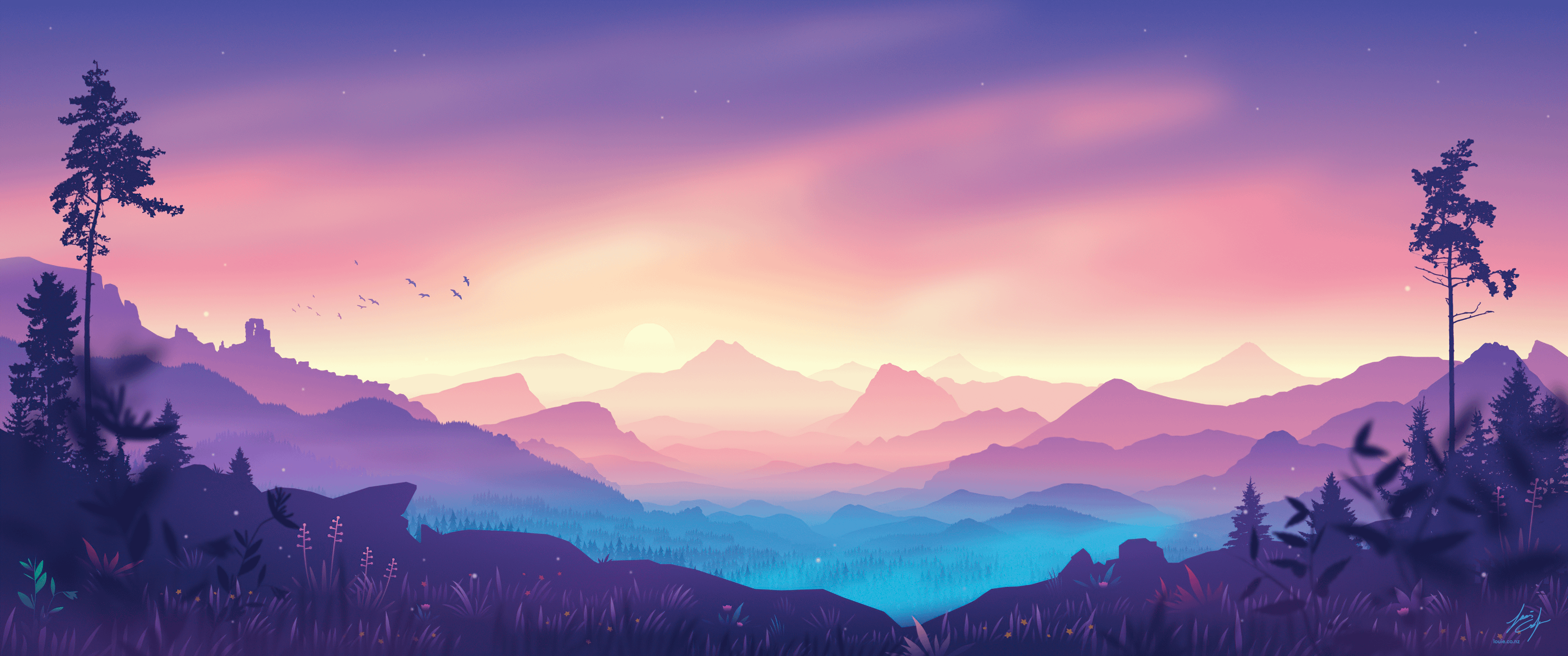 3440x1440 Ultrawide gradient landscape x 1440
