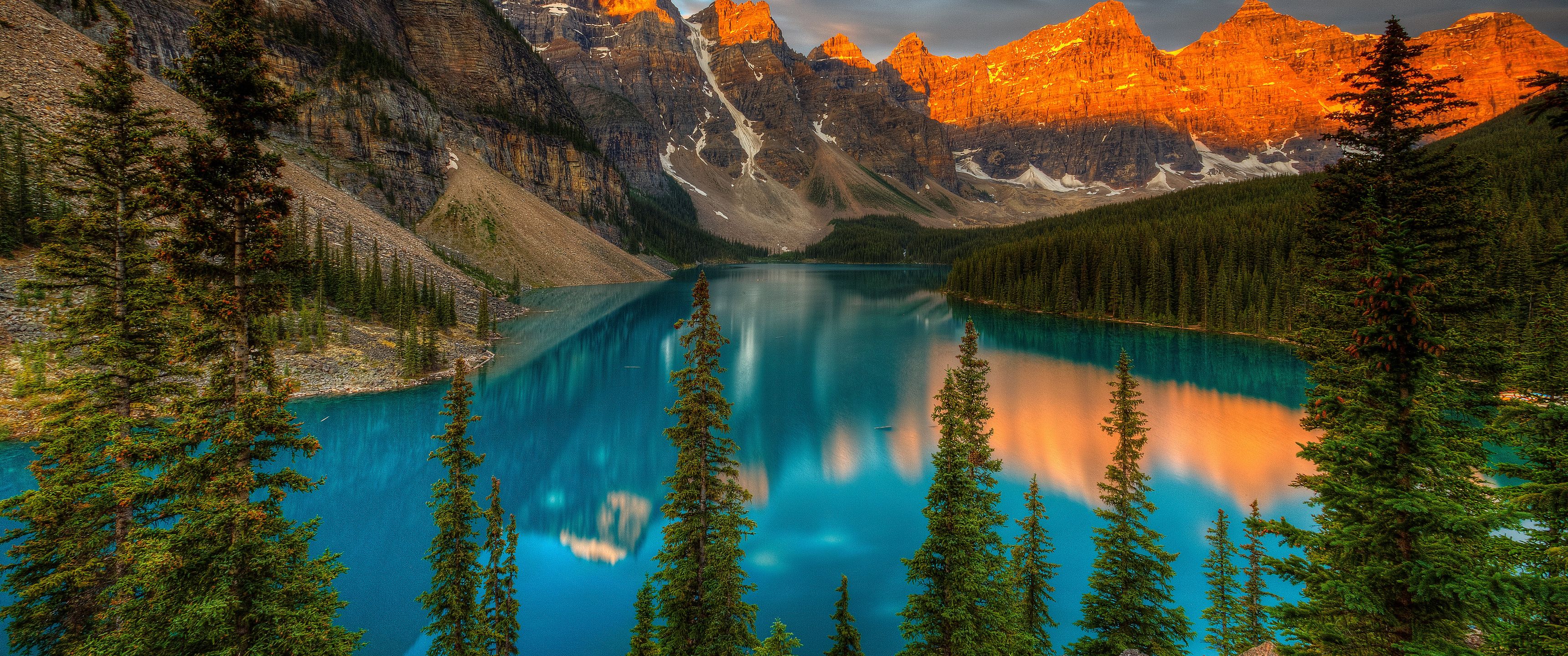 3440x1440 Download Mountain landscape, Landscape, Forest, Lake, Mountains Wallpaper in 3440x1440 Resolution