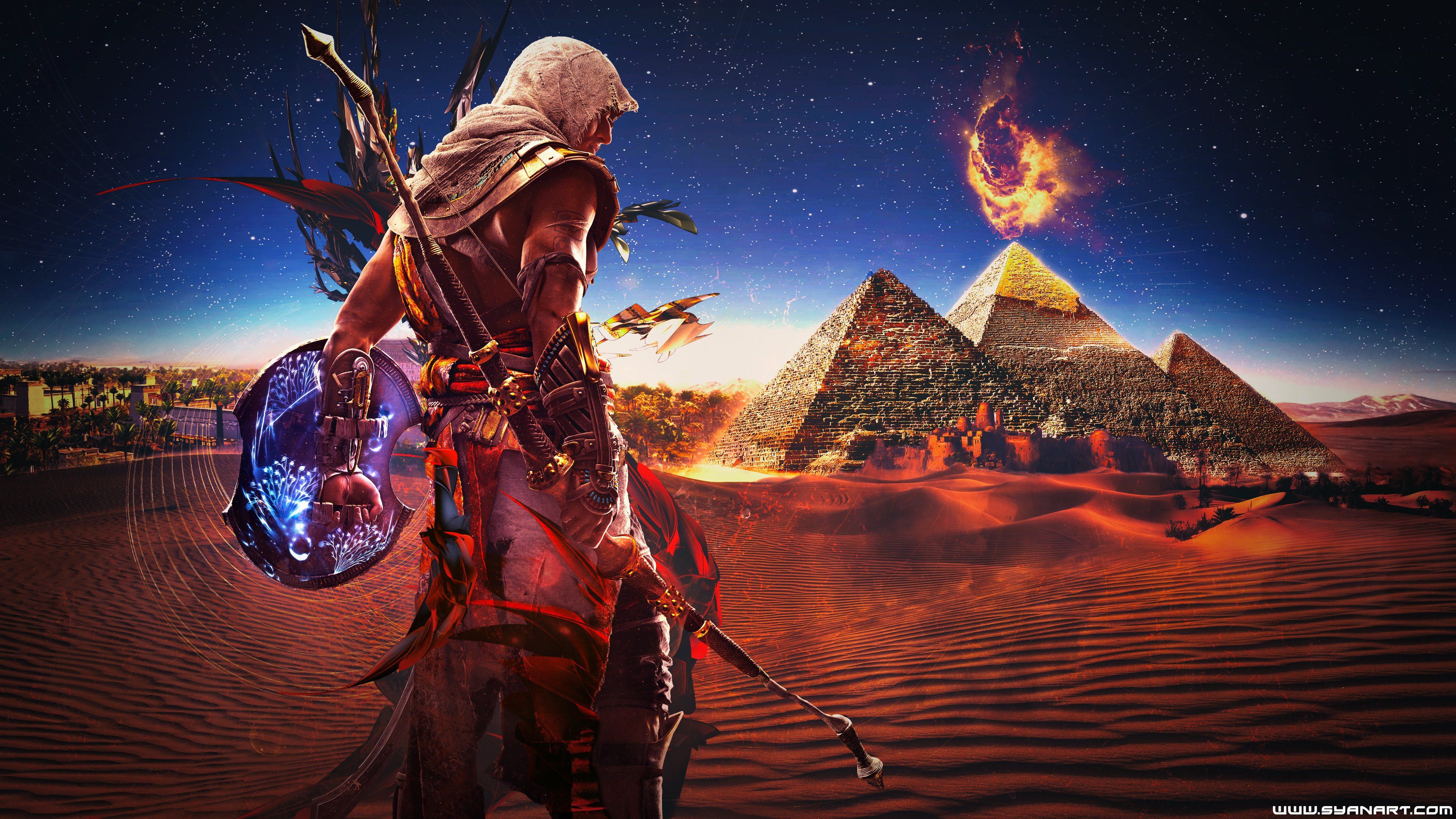 3840x2160 Assassins Creed, Pyramid, Video games, Fan art, Assassin&039;s Creed: Origins Wallpaper HD / Desktop and Mobile Background