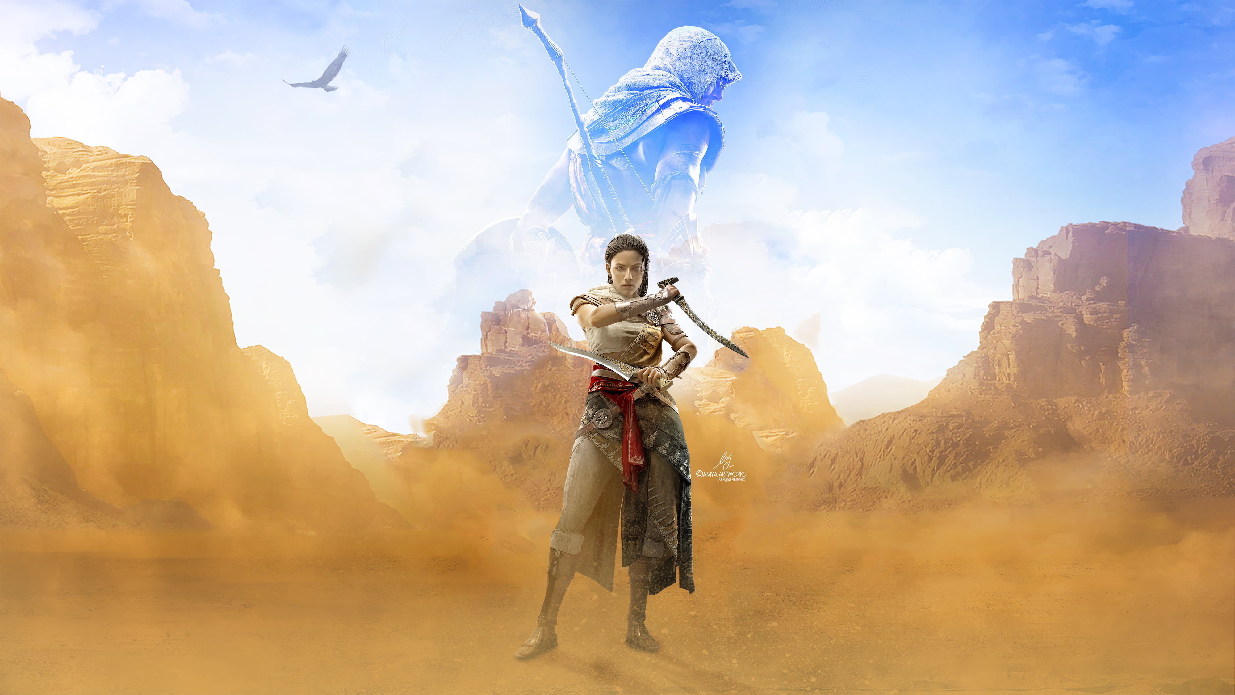 4000x2250 Aya, Assassin's Creed: Origins, Artwork, 4K HD wallpaper