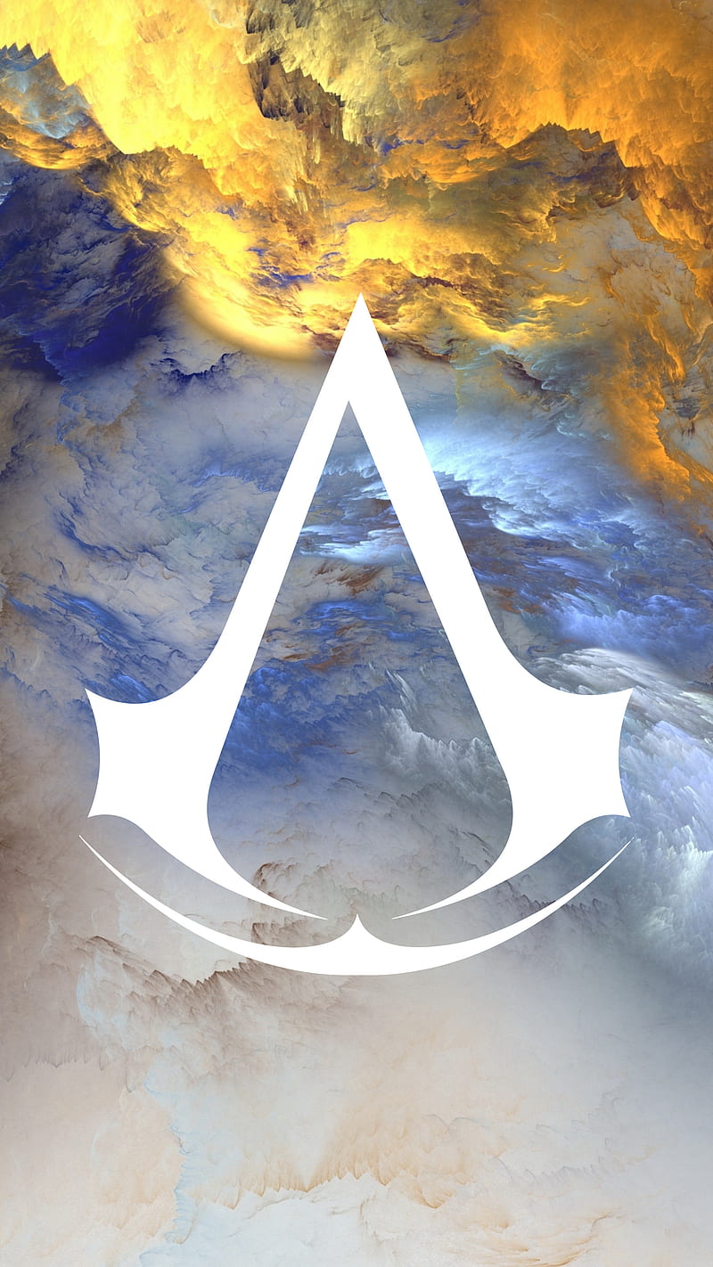 800x1422 Assassins Creed, blue, gamer, gamers, games, logo, yellow, HD phone wallpaper