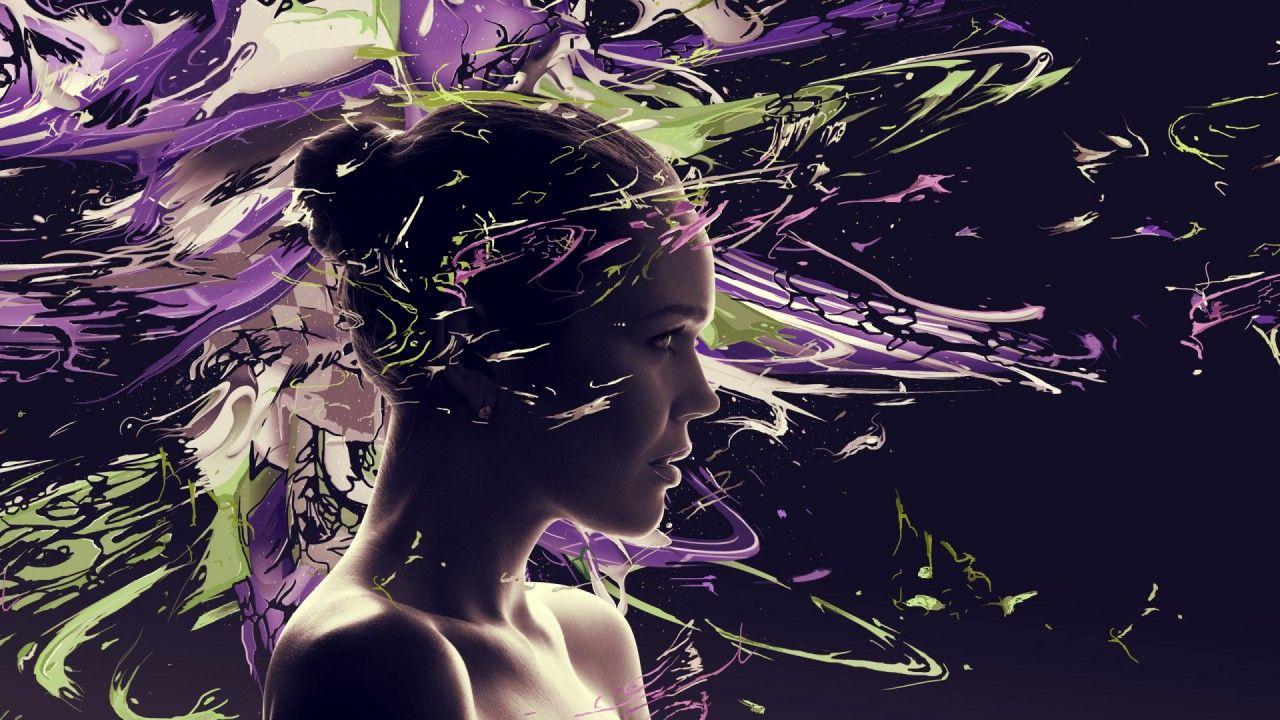 1280x720 Girl Face Psychedelic wallpaper. Girl Face Psychedelic