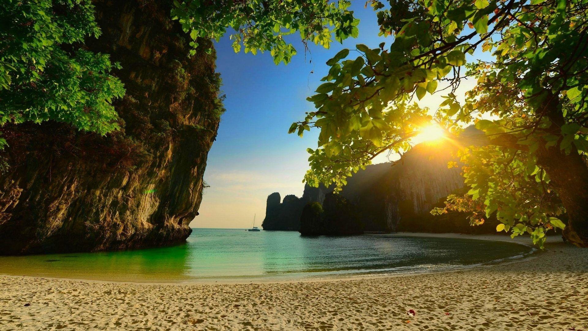 1920x1080 Island Sunset Wallpaper