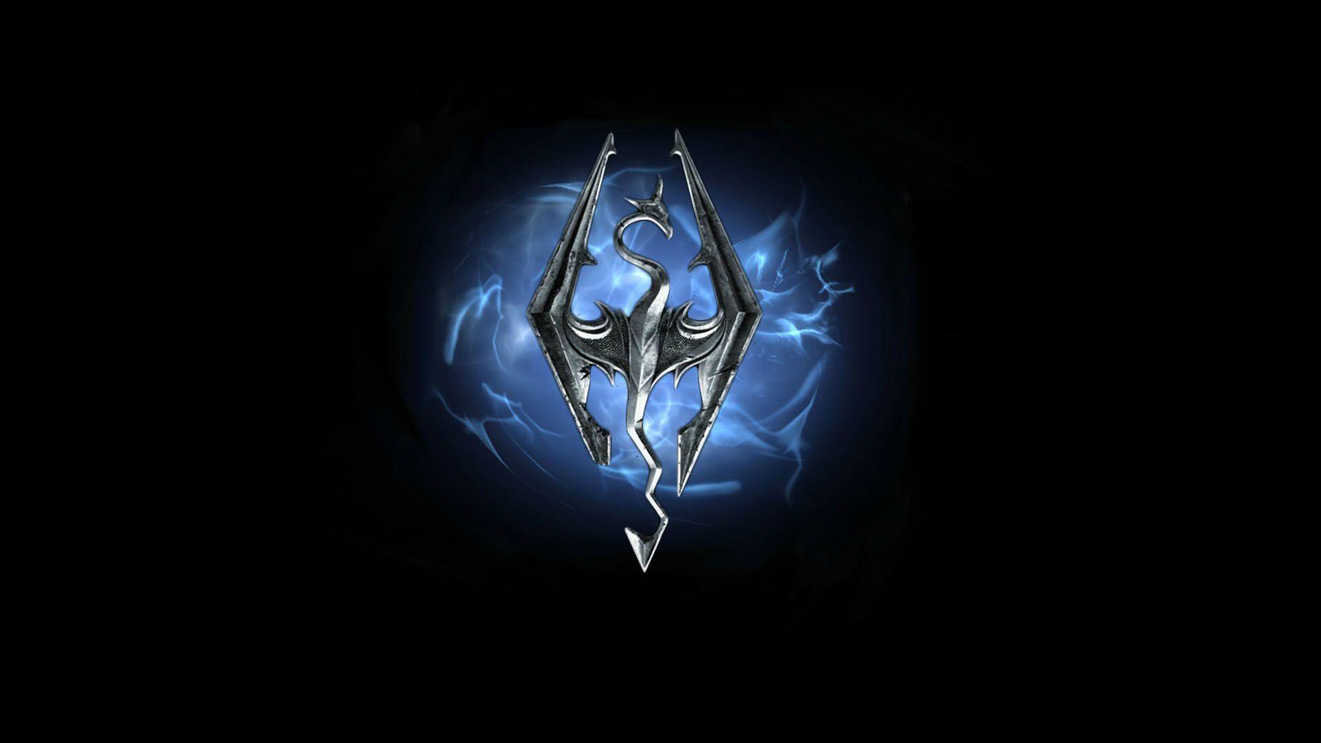 1920x1080 Skyrim Blue Fire Dragon Game Logo HD .cl