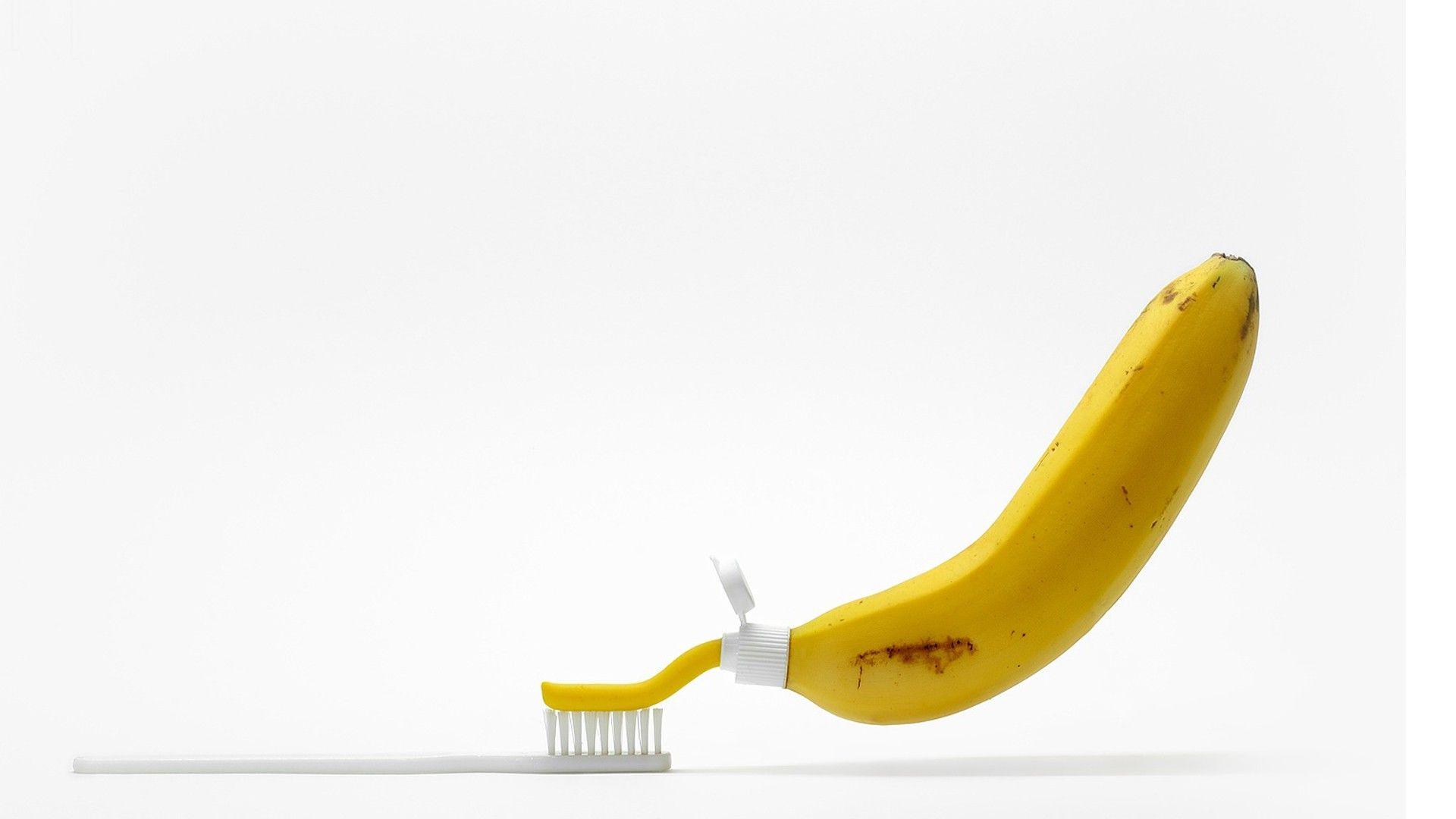 1920x1080 humor, Minimalism, Bananas, Toothbrush .