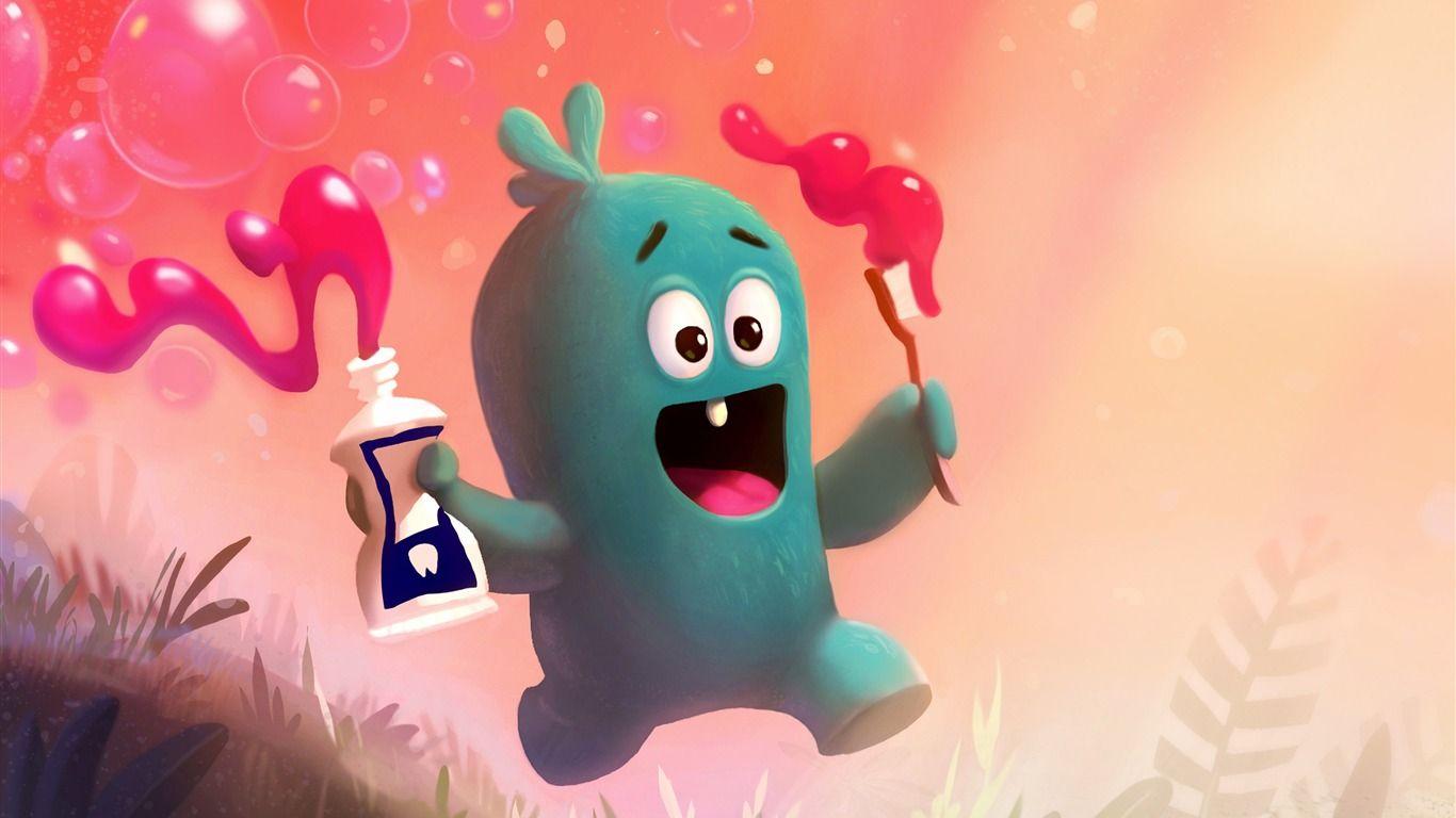 1366x768 Cute Little Monster Toothpaste .