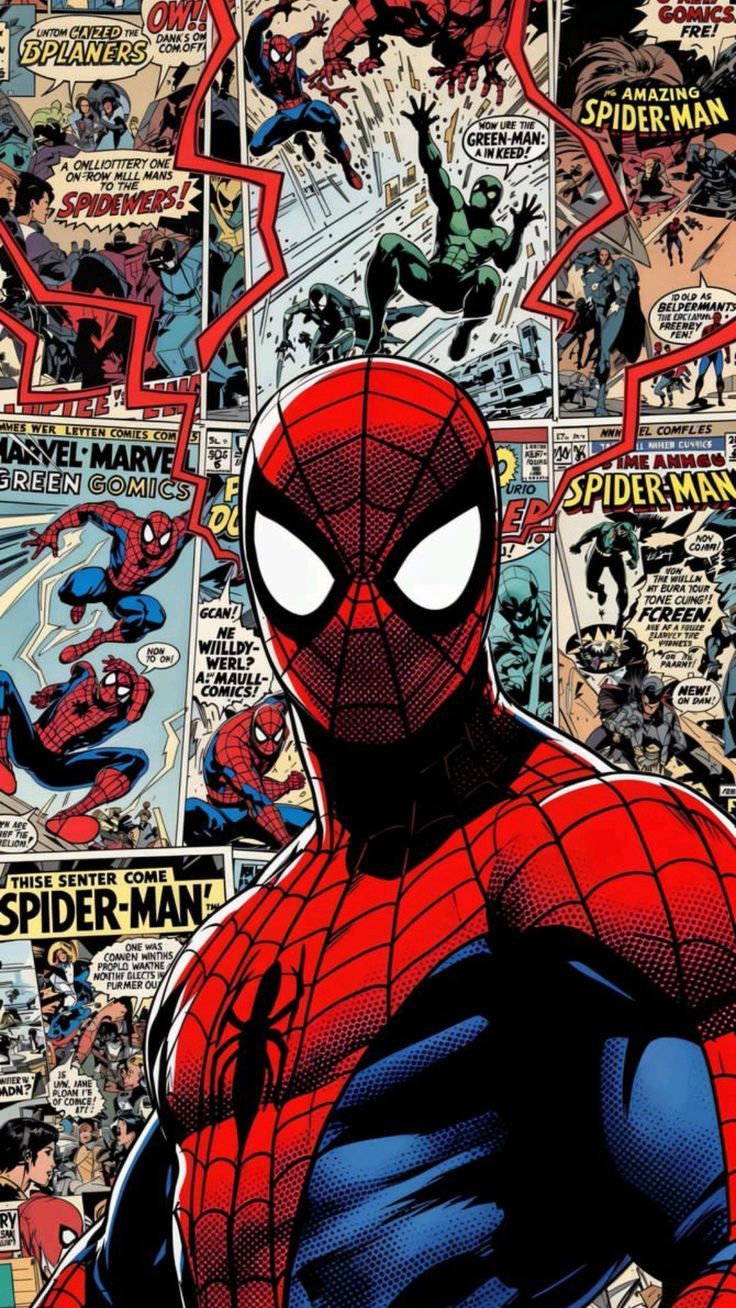 736x1308 Spiderman old. Vintage spiderman collage, Spiderman comic book cover collage, Spiderman comic wallpaper
