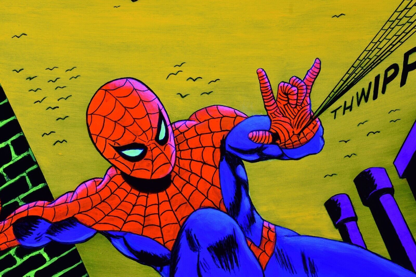 1600x1066 Spider Man Marvel Comics Rare 1978 Romita Poster Conversion Unique OOAK Painting