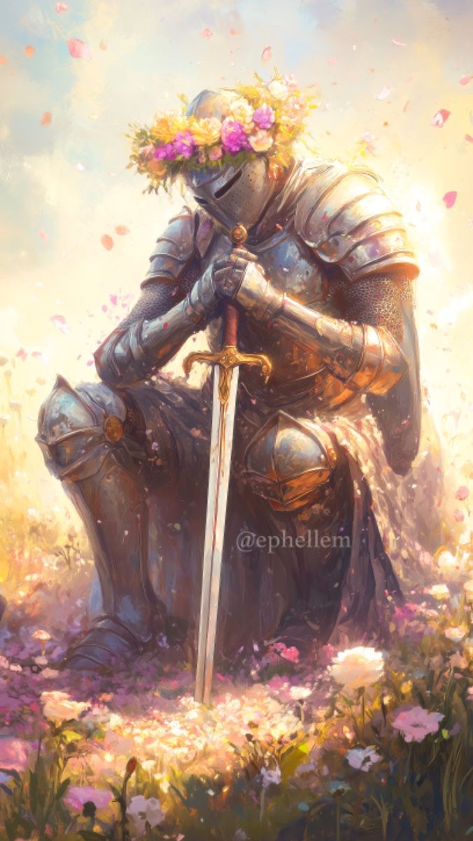 676x1201 Knights x Flowers. AI concept art. @Ephellem