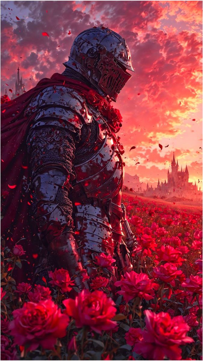 675x1200 Knight aesthetic red. Knight and rose, Red knights in a field, Image neymar