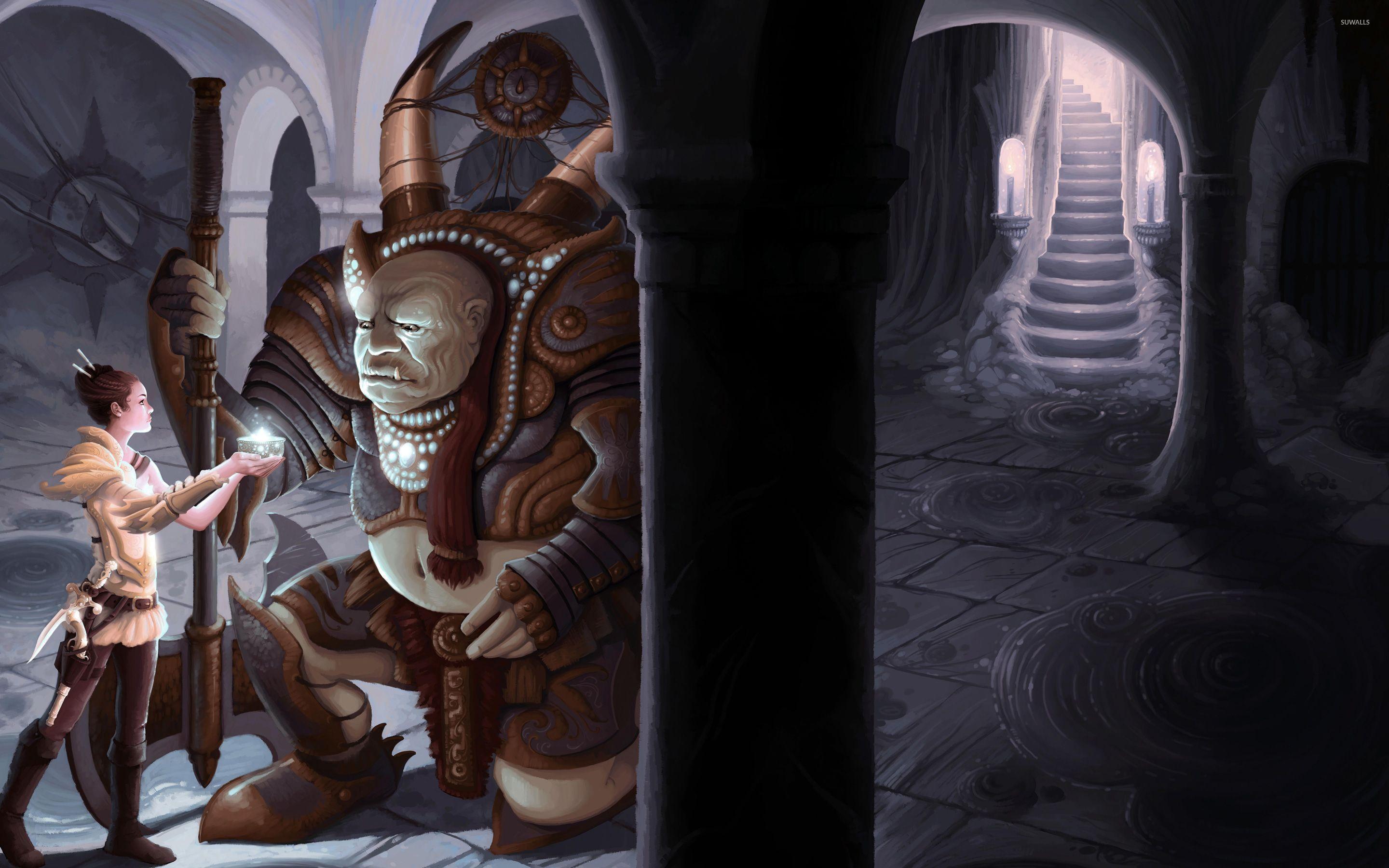 2880x1800 Womam offering a treasure to the troll .