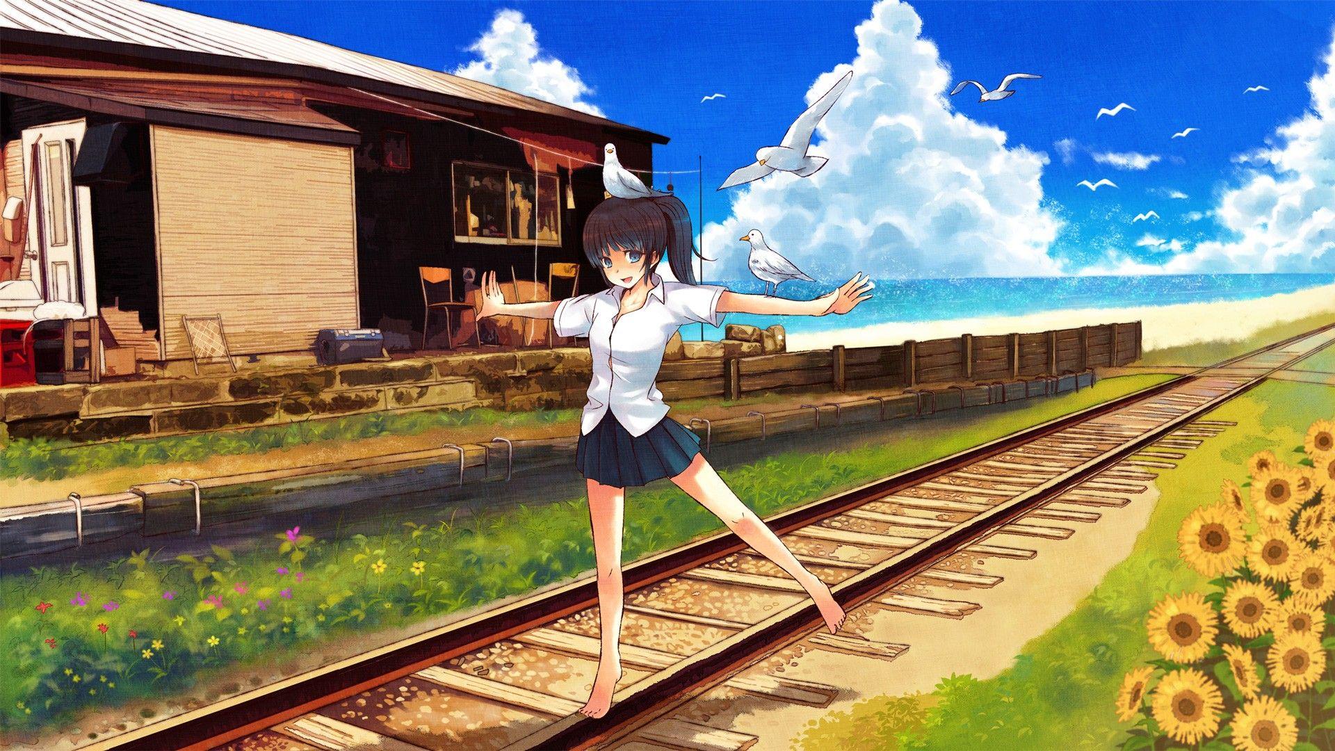1920x1080 Scenery, anime, wallpaper, ocean .