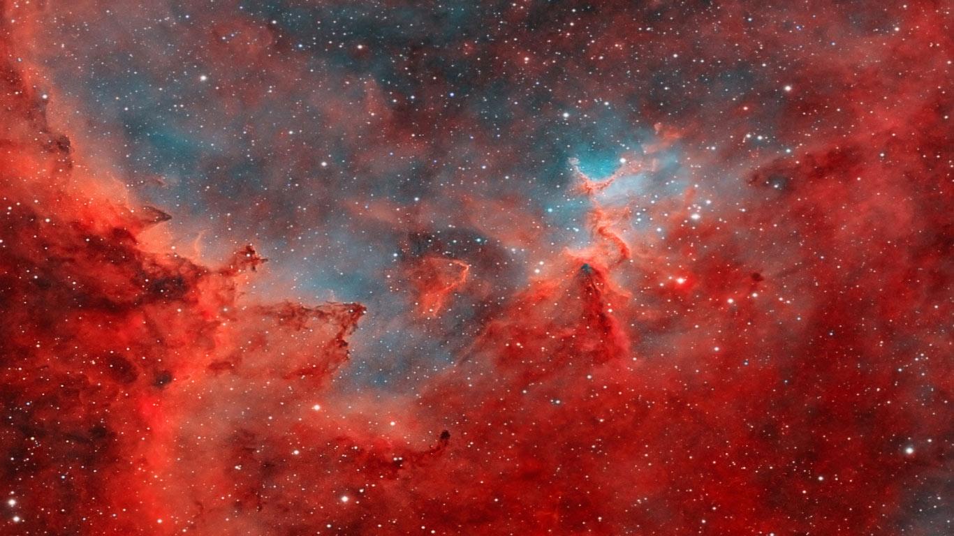 1366x768 Red Nebula HD Desktop Backgroud Image .