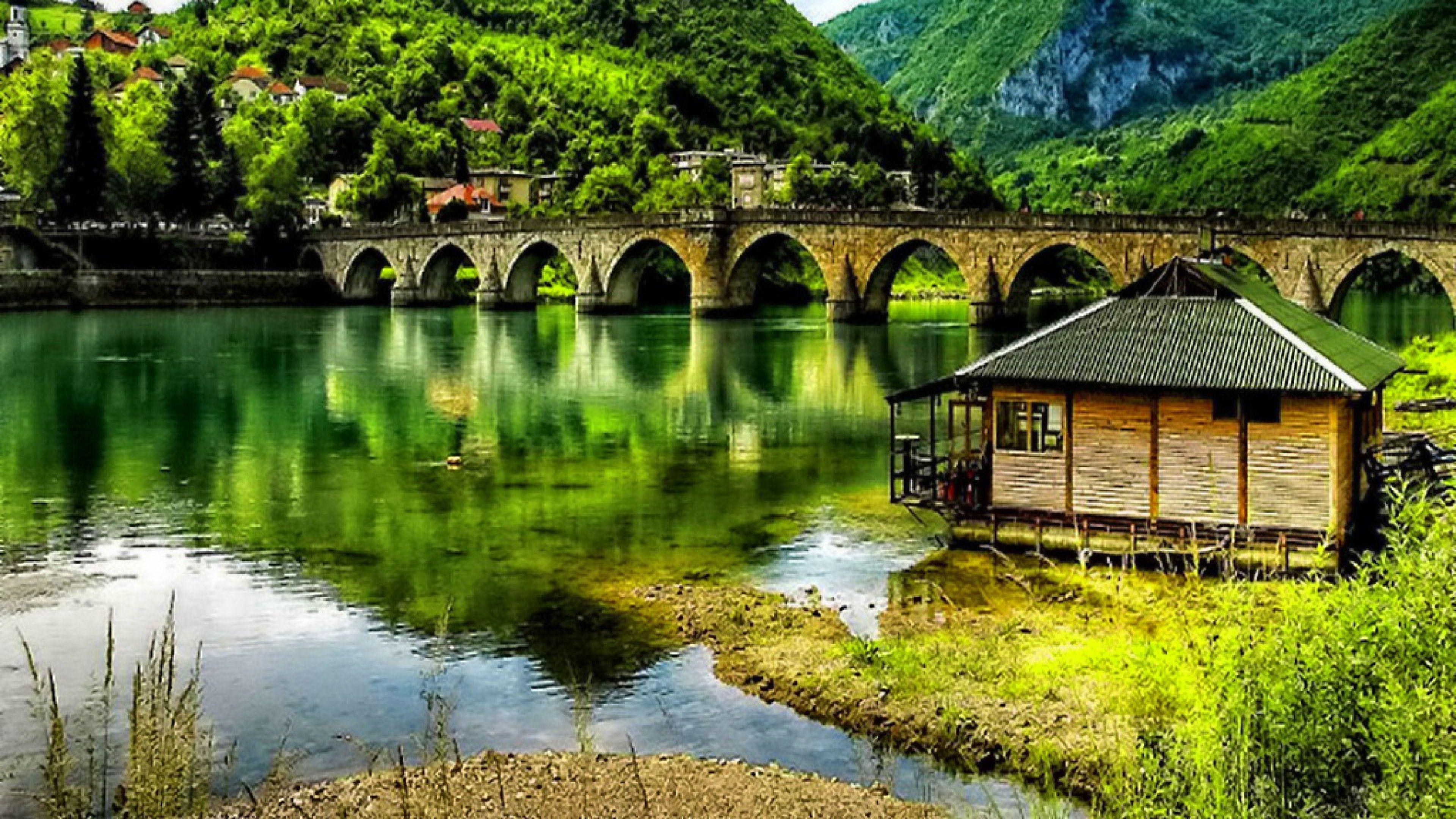 3840x2160 green river HD Wallpaper 4K Ultra HD .