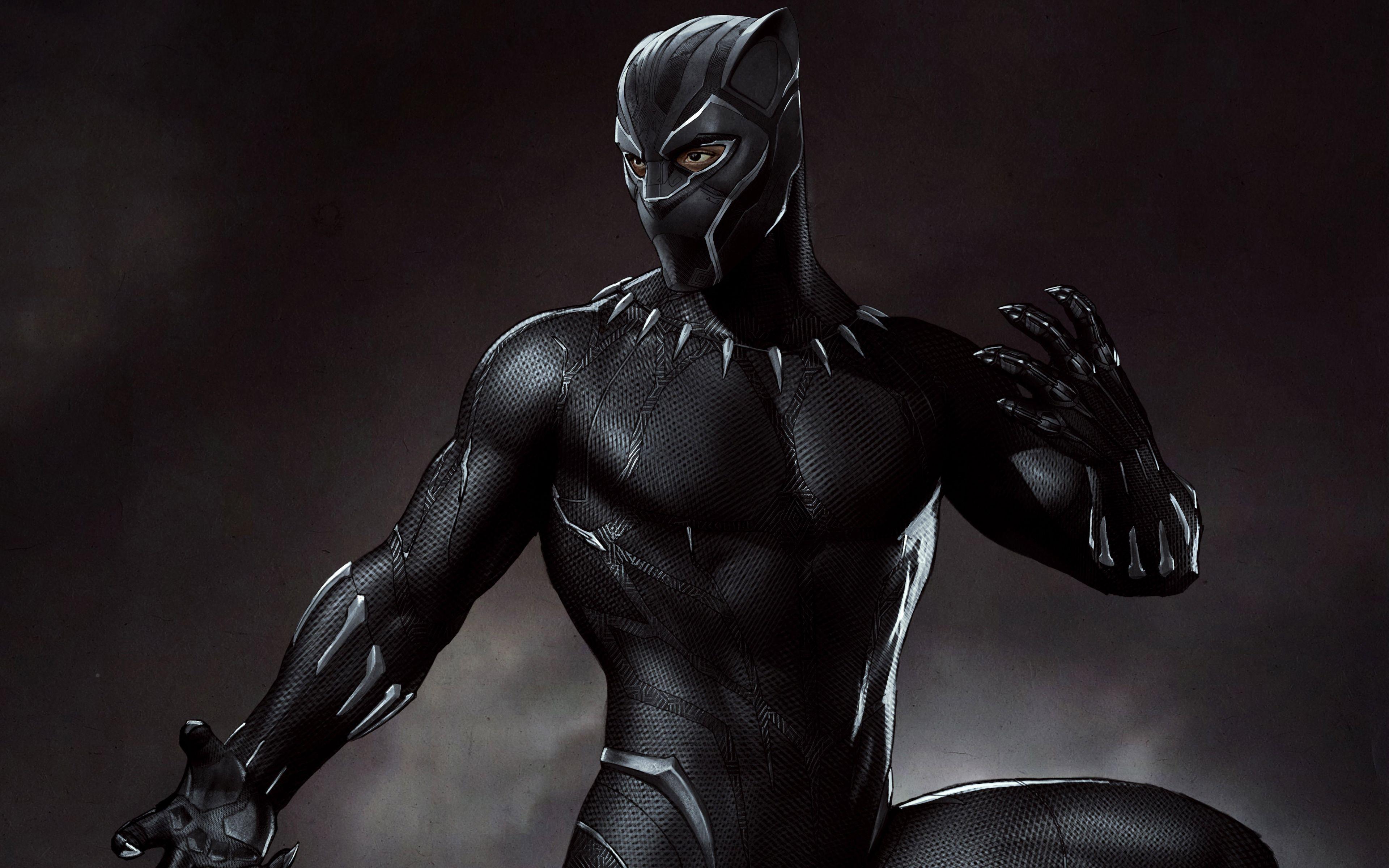 3840x2400 Wallpaper Black Panther Artwork 5K Artwork, Black, Panther, Waves