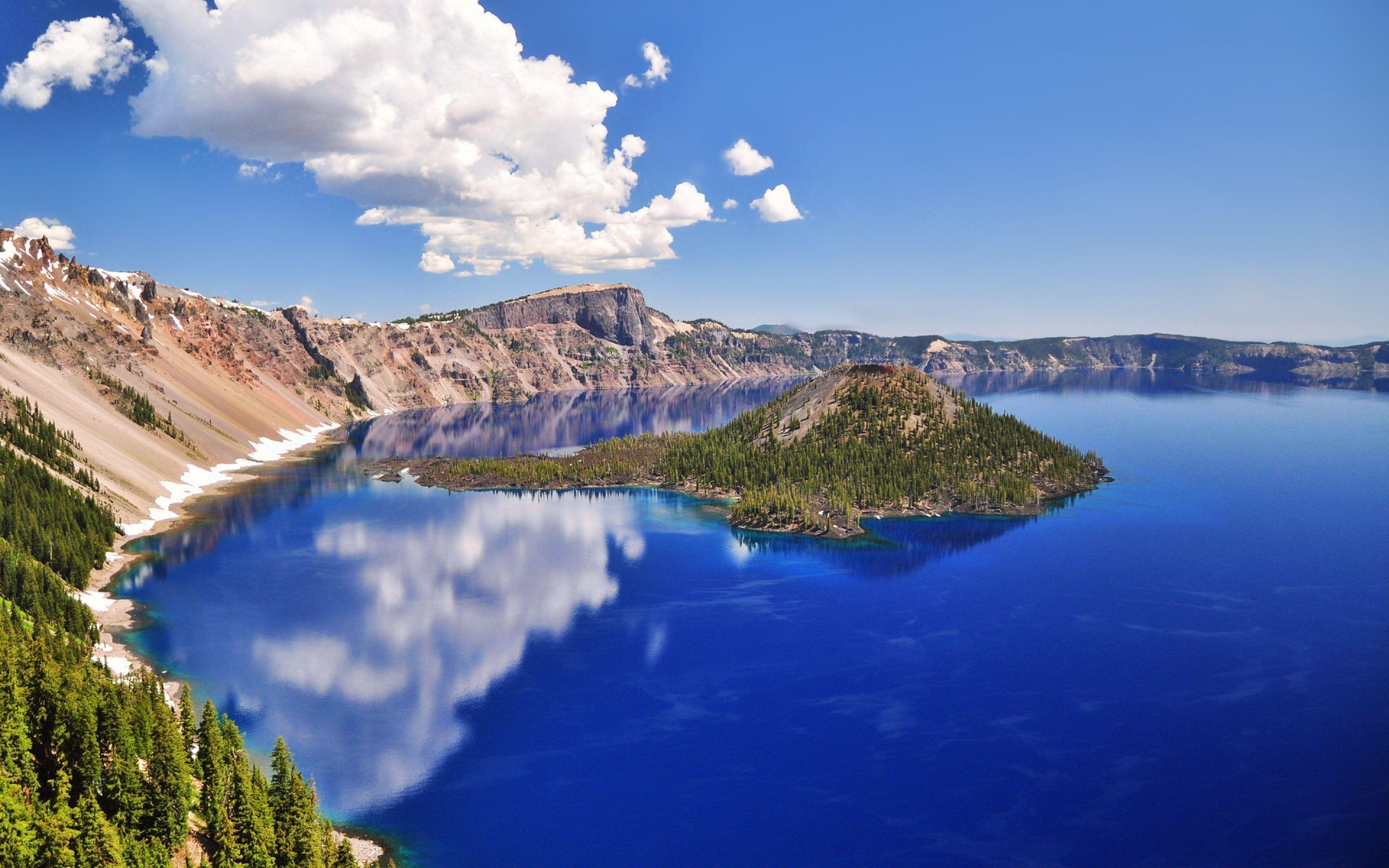 3840x2400 Lakes: Clouds Landscapes Lakes Islands Sunny Mountains Blue Nature