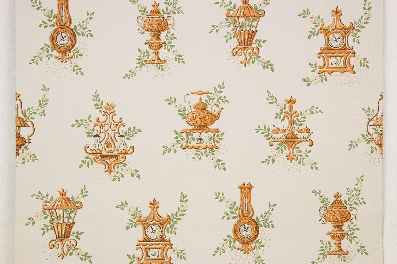 1280x853 1950s Vintage Wallpaper Orange Kitchen Clocks's Vintage