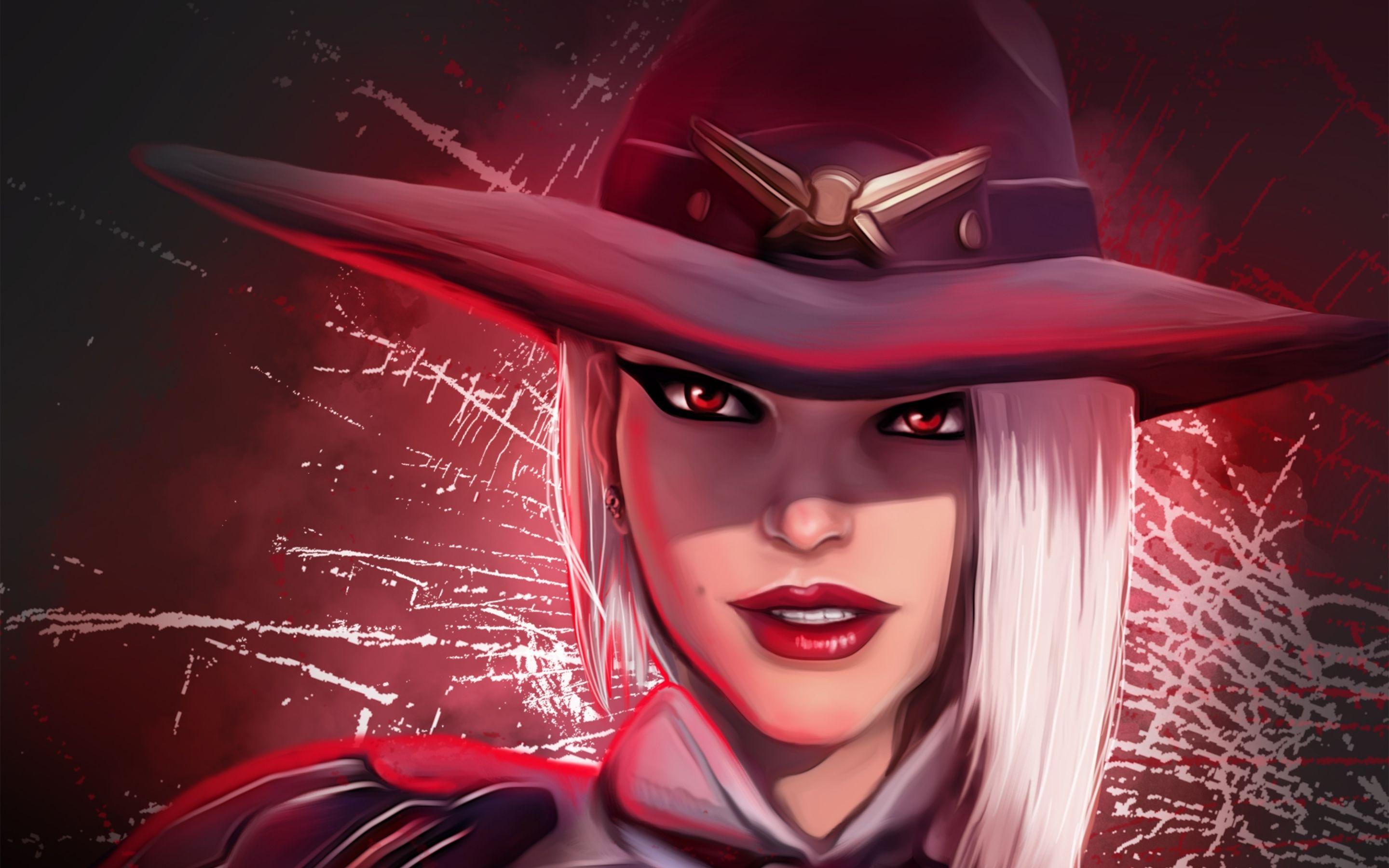 2880x1800 Ashe, Red Eyes, Cyber Warrior, Artwork .