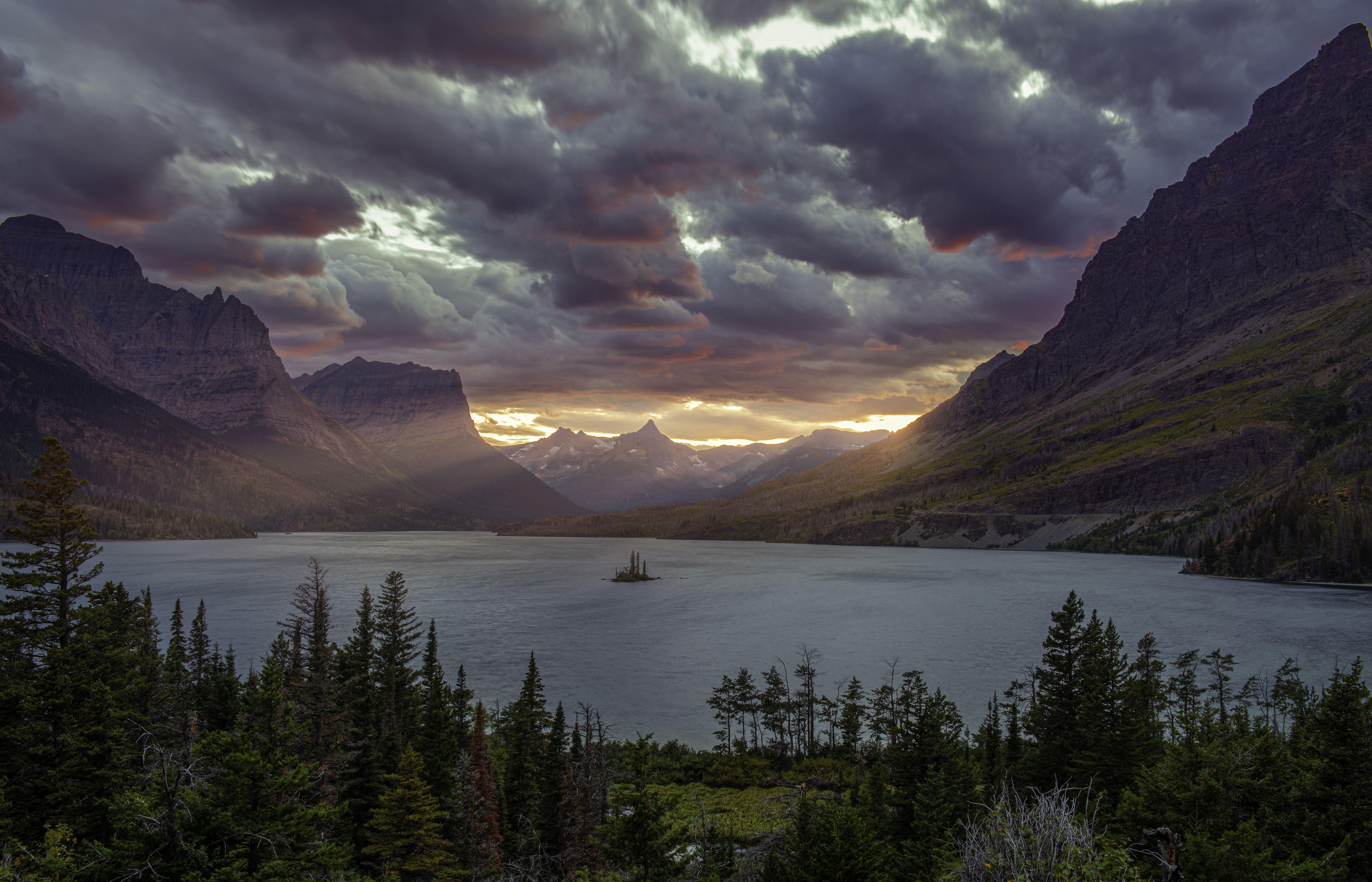 6144x3950 Sunset At St Mary Lake Glacier National Park 5k, HD Nature, 4k Wallpaper, Image, Background, Photo and Picture