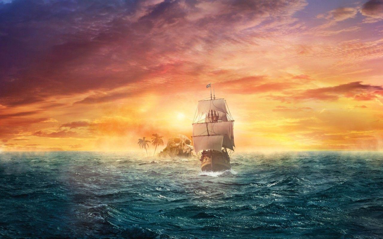 1280x800 Download 1280x800 Sailing Ship, Sunset .