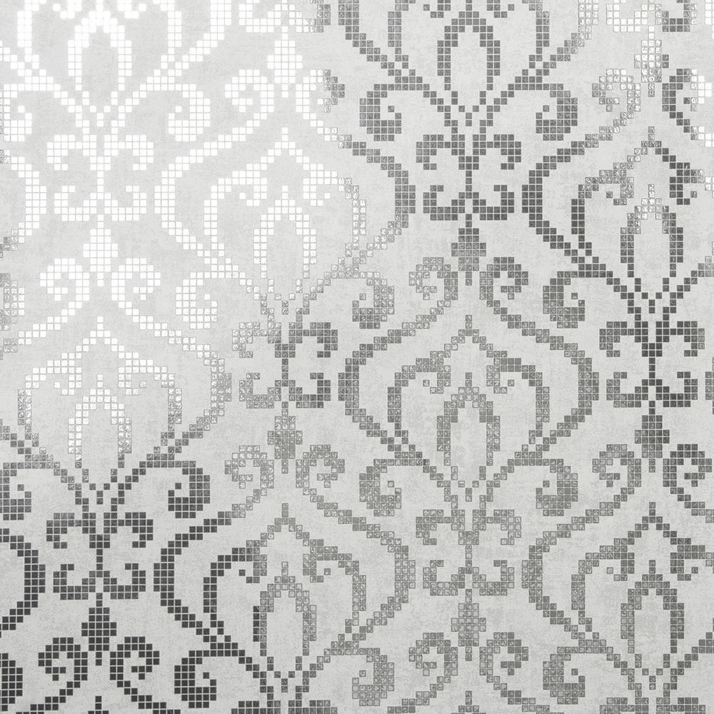 1000x1000 Silver Damask Wallpaper .