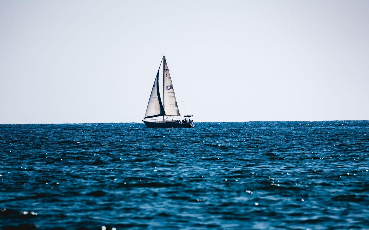 1280x800 sailboat, blue sea, summer .