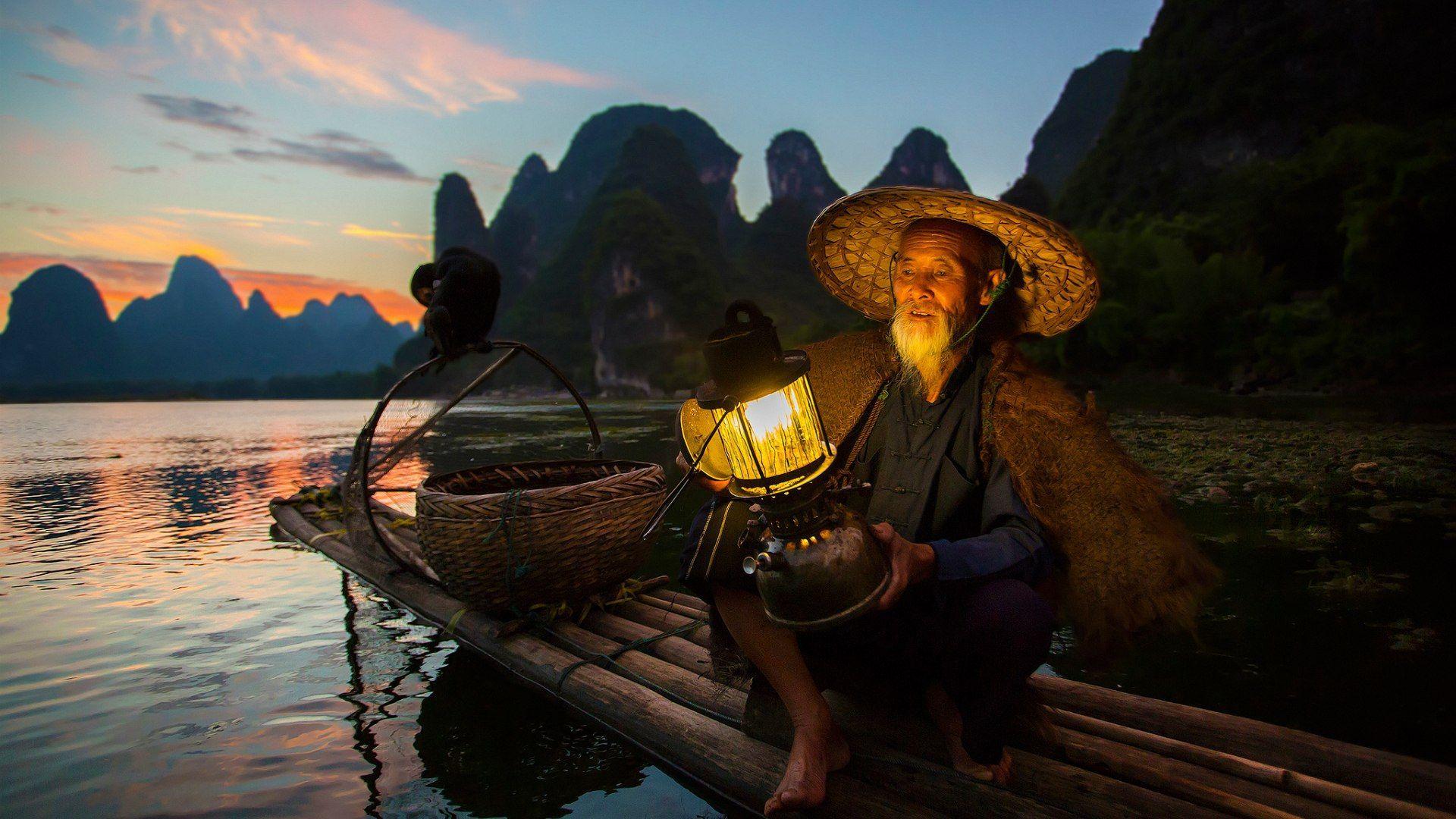 1920x1080 cormorant fishing in China wallpaper .