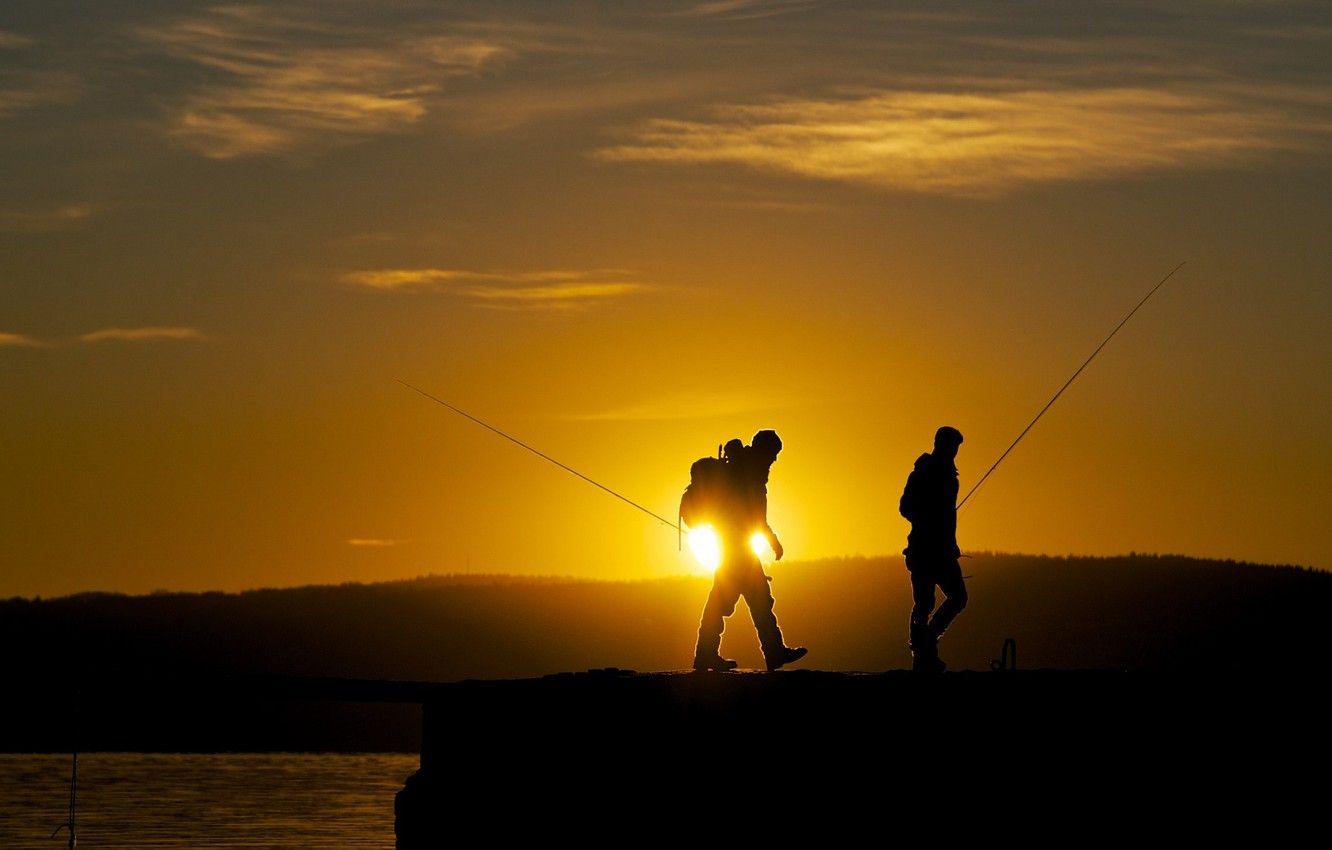 1332x850 Wallpaper sunset, fishing, fishermen .