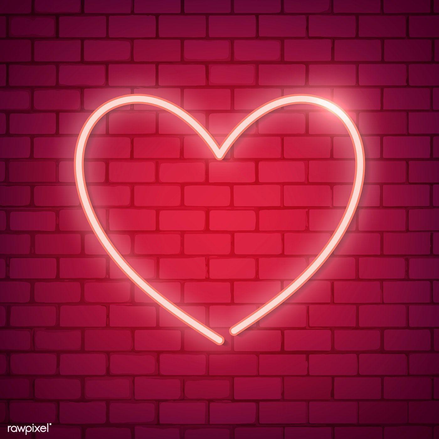 1400x1400 Neon light heart icon on red background .com