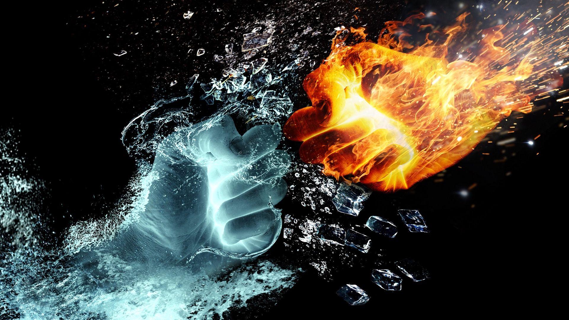 1920x1080 Wallpaper Hands, Fire, Water, Spray .