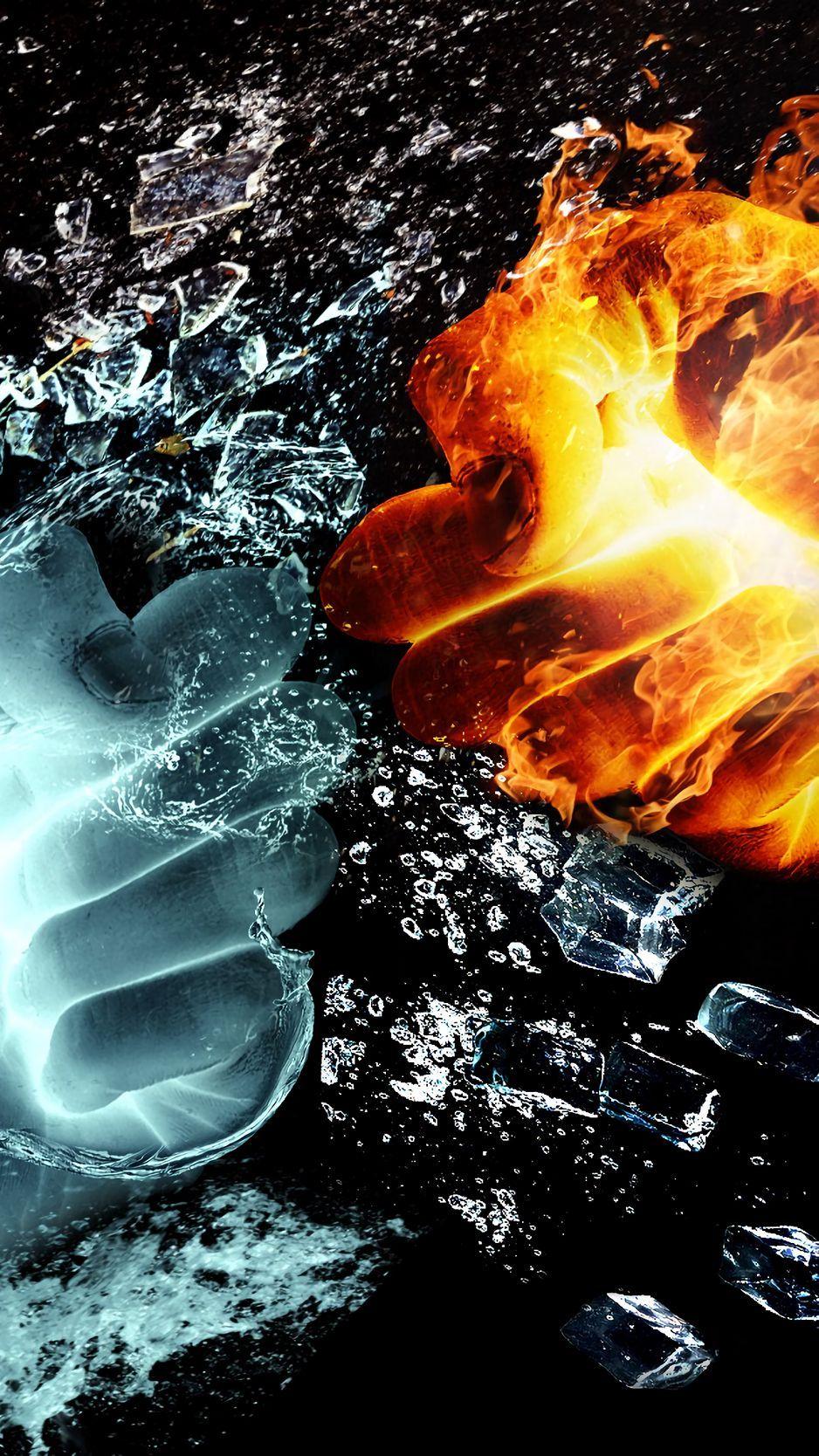 938x1668 Download wallpaper 938x1668 hands, fire .