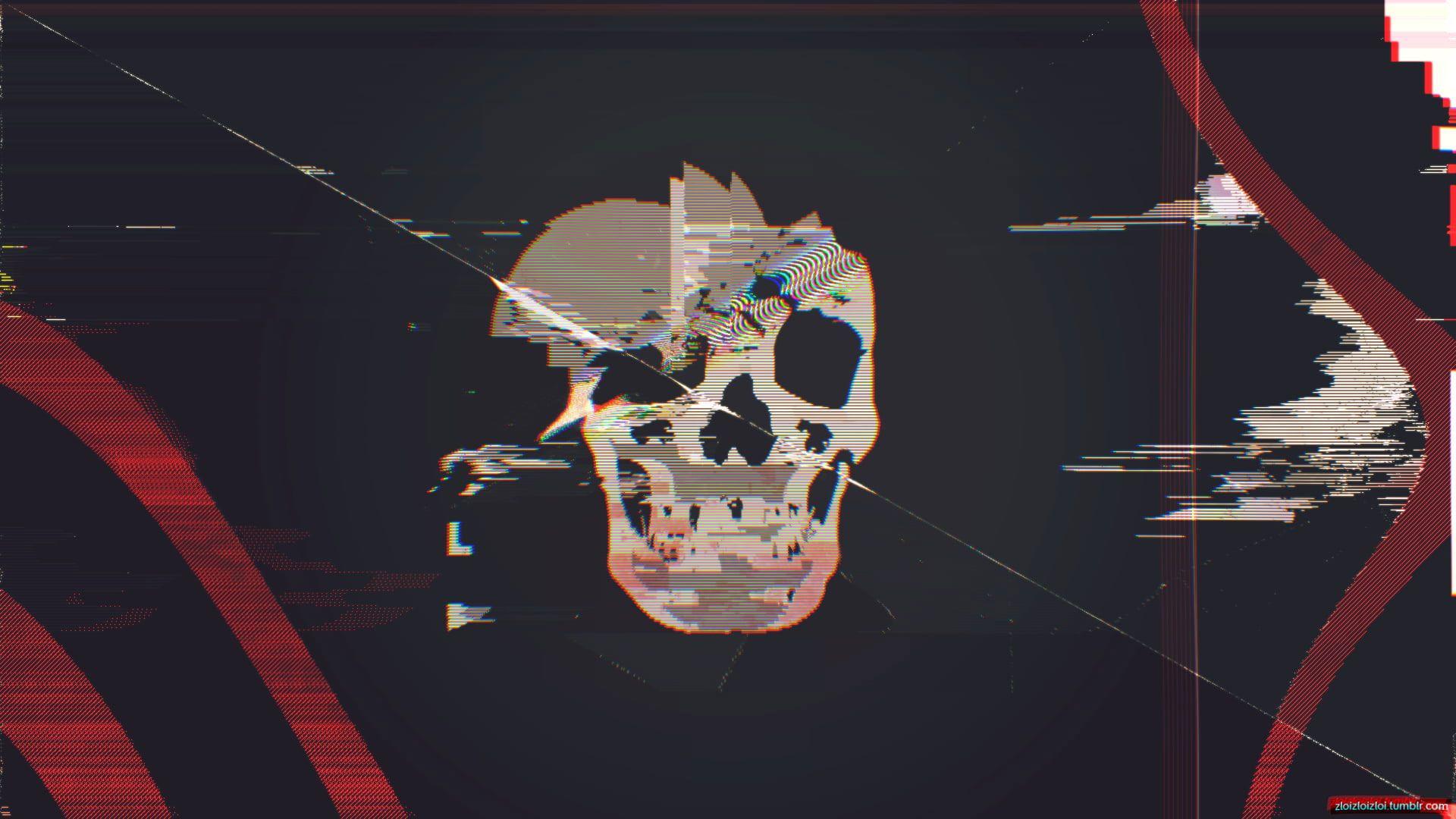 1920x1080 Skull wallpaper illustration, glitch .