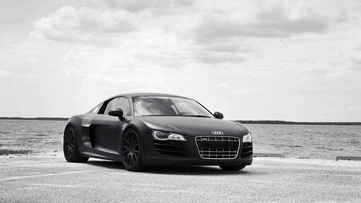 1366x768 Audi r8 matte black .