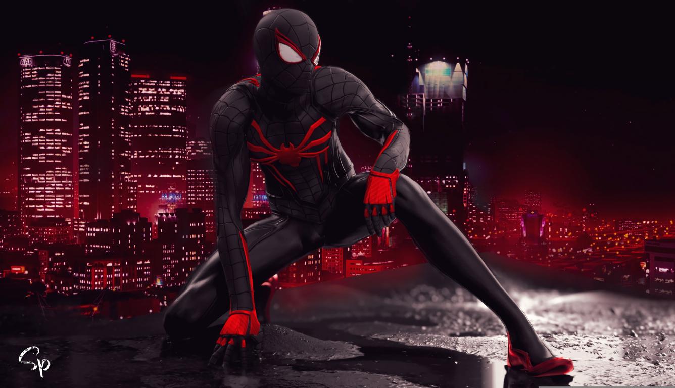 1336x768 Spider Man Red And Black Suit .