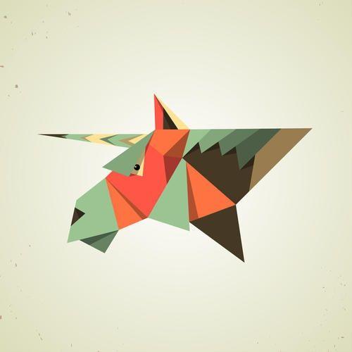 500x500 Origami Unicorn wallpaper .line.