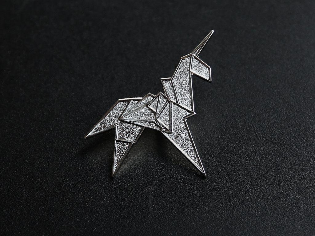1024x768 ORIGAMI UNICORN ENAMEL PIN BADGE .