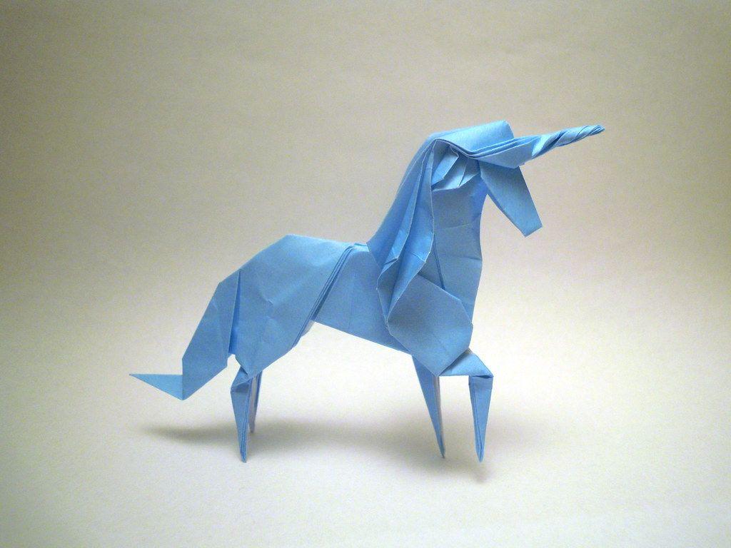 1024x768 Origami Unicorn. Designed and folded .