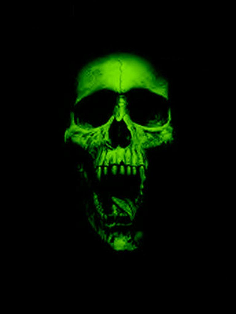 768x1024 Free download Green Skull HD Wallpaper .