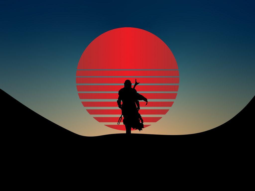 1024x768 mandalorian, star wars, minimal, walk .