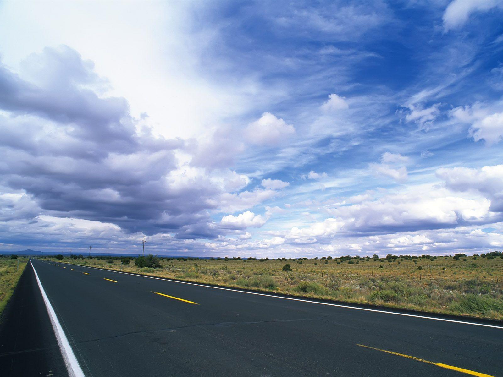 1600x1200 Field Road Sky Wallpaper .