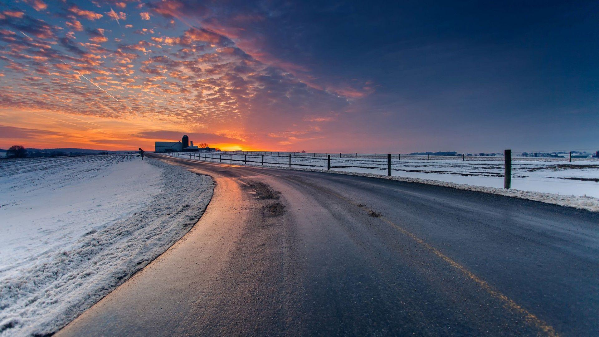 1920x1080 Sunset Sky Landscape Road .itl.cat