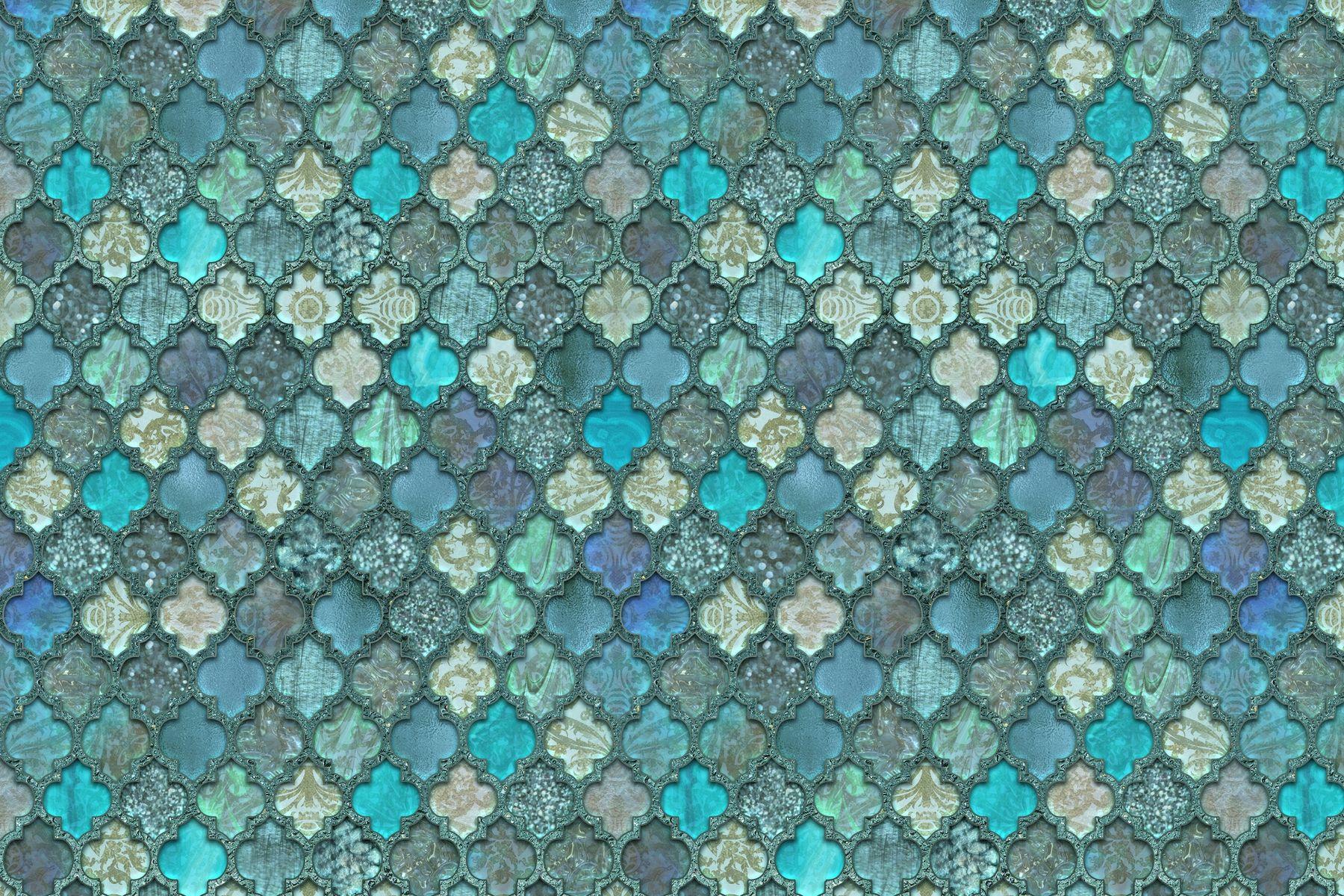 1800x1200 Buy Old Moroccan Tiles Teal Green wallpaper US shipping at