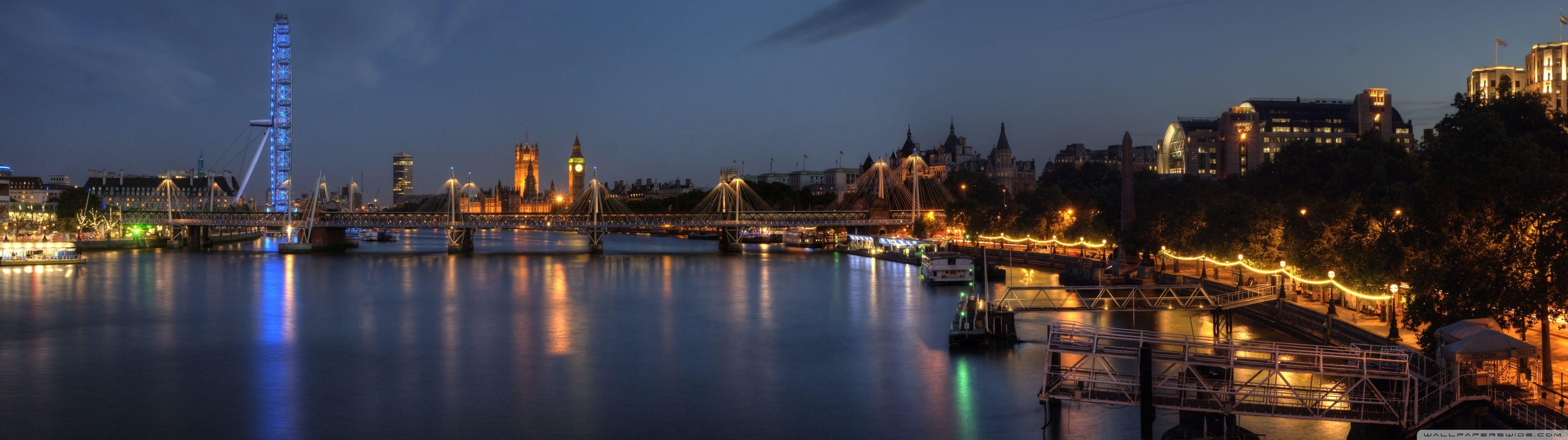 4096x1152 London At Night Panorama HD desktop .com