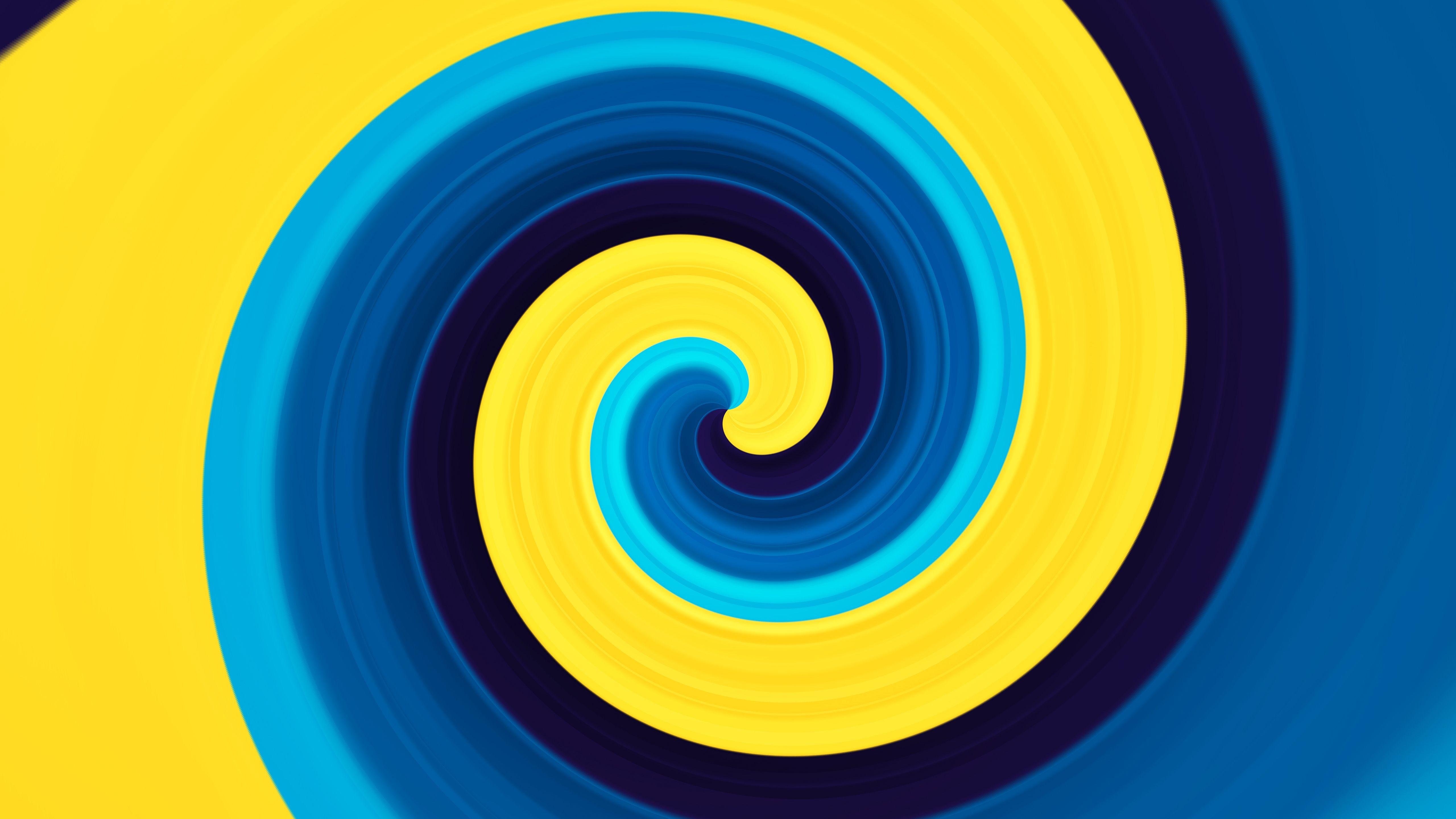 5120x2880 3D Abstract Swirl Yellow Blue .