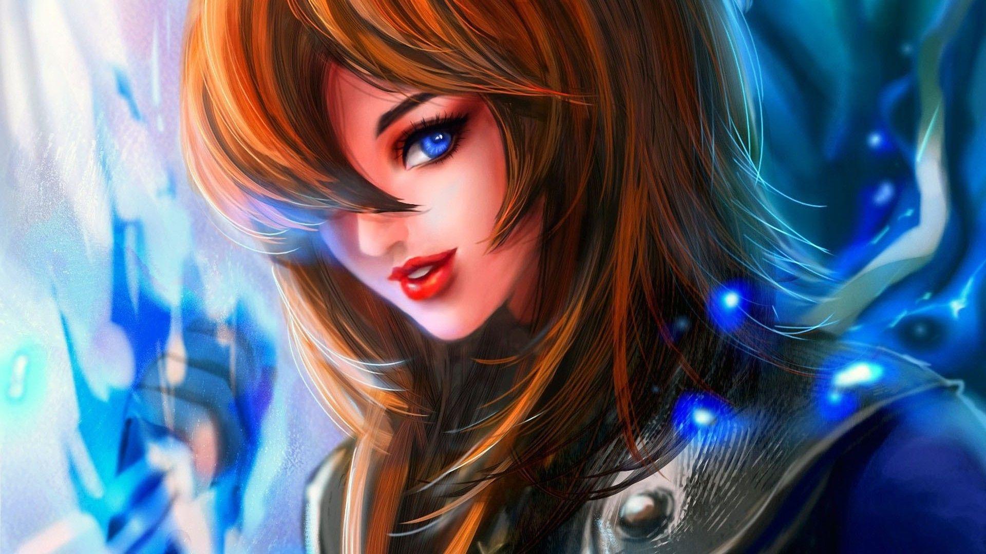 1920x1080 women, Digital Art, Blue Eyes, Naruto .