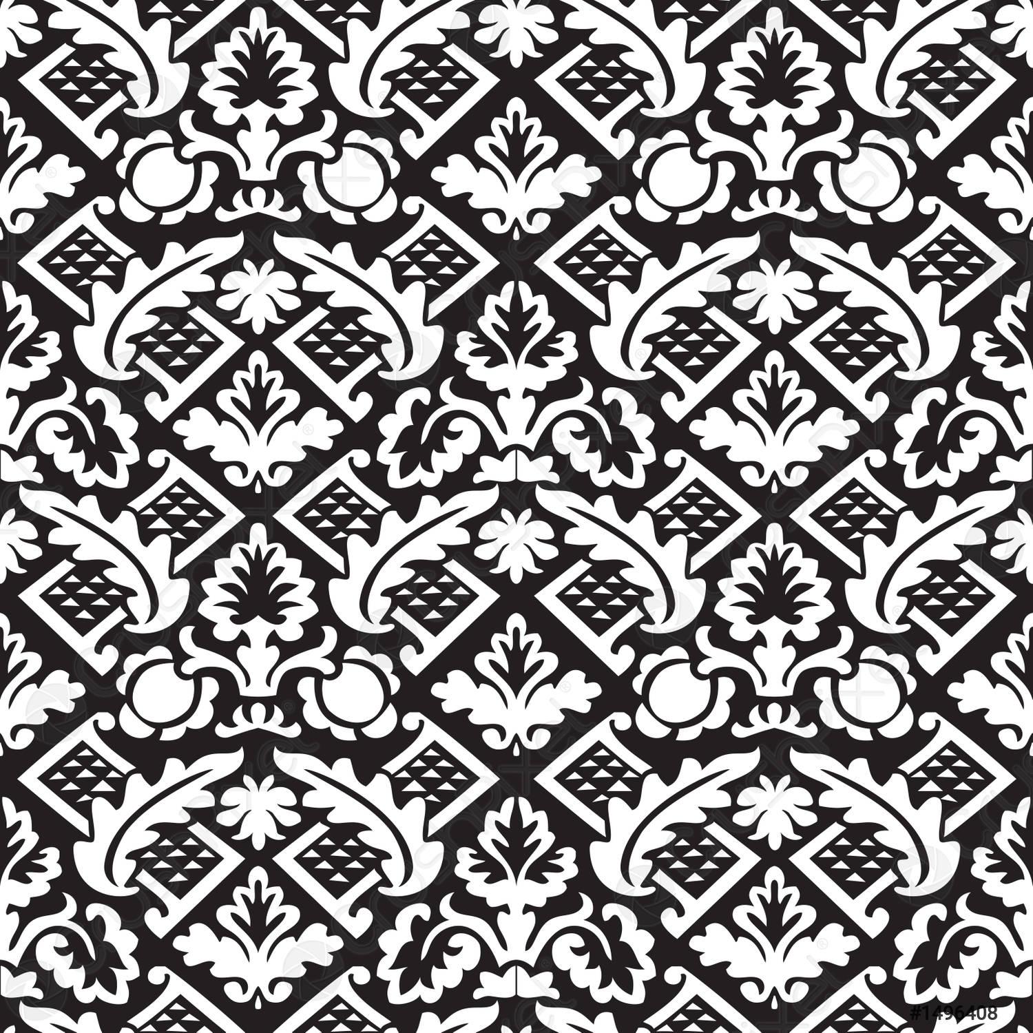 1500x1500 Vector damask seamless floral pattern black and white background Elegant