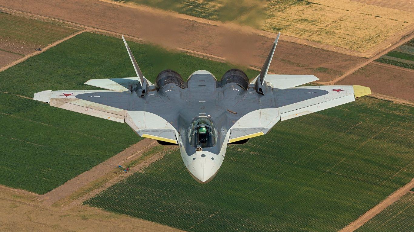 1366x768 Picture Fighter Airplane Airplane Russian Sukhoi Su 57 T 50 1366x768
