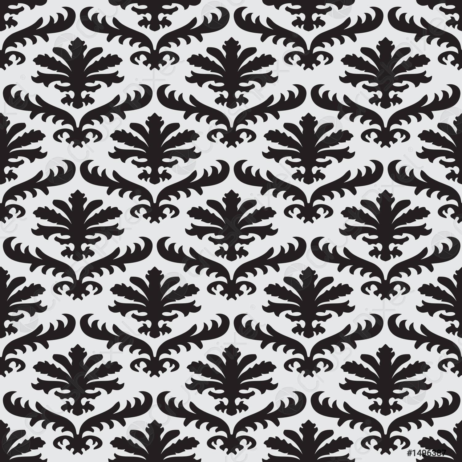 1500x1500 Vector damask seamless floral pattern black and white background Elegant
