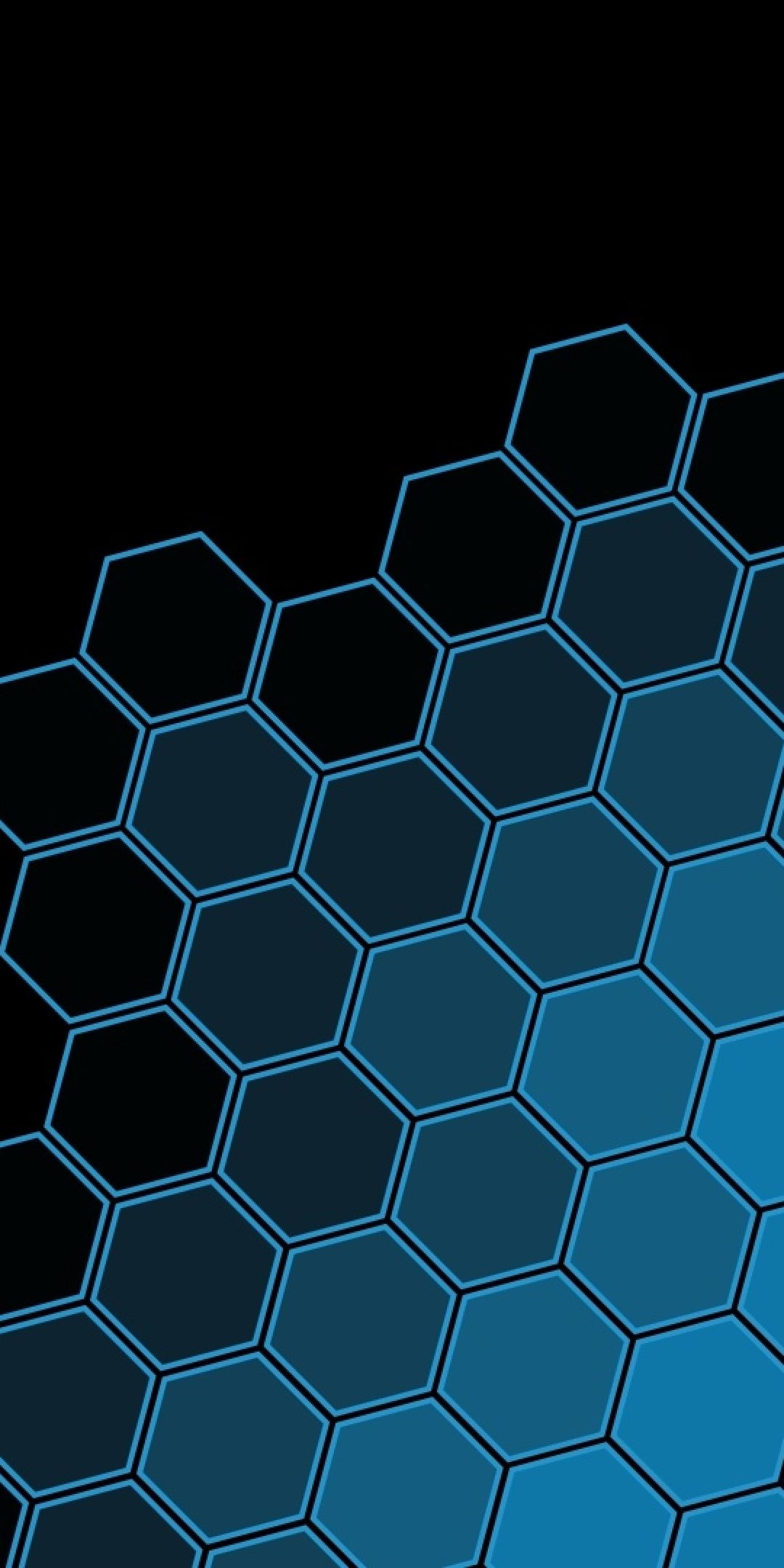 1080x2160 Black Blue Hexagon Pattern .
